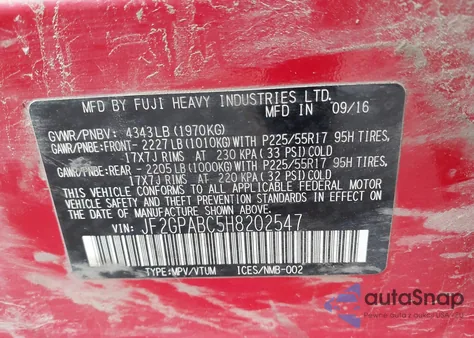 2017 Subaru Crosstrek 2.0I Premium from USA, damaged, VIN JF2GPABC5H8202547